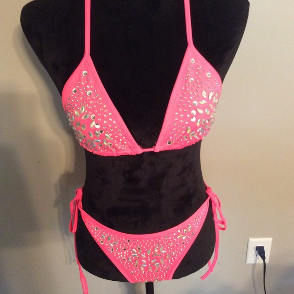 3 piece rhinestone swimsuit - Picture 5 of 7